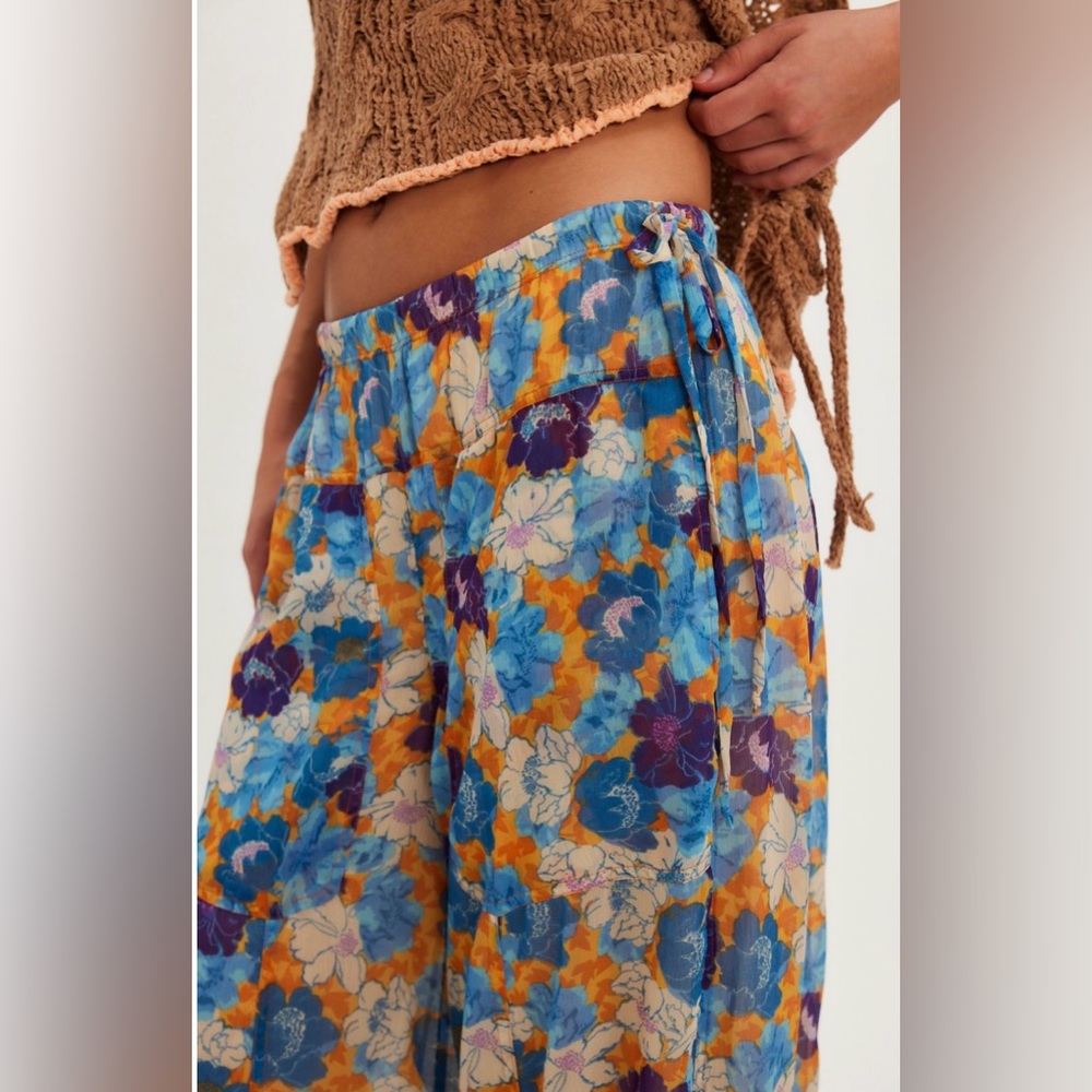 NWT Free People Misty Printed Bubble Pant ~Blue Combo~ - Picture 3 of 3